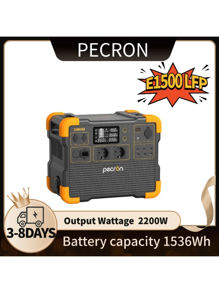 PECRON E1500LFP Powerstation 1536Wh |   2200W starke Leistung betreibt schwere Geräte. |   Erweiterbare Kapazität |   Notstromversorgung für Zuhause, Wohnmobil, Camping, Outdoor-Arbeit