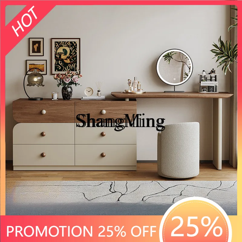 

ZYY good-looking medieval style cream solid wood cosmetic modern bedroom simple chest bay window retro bedside walnut