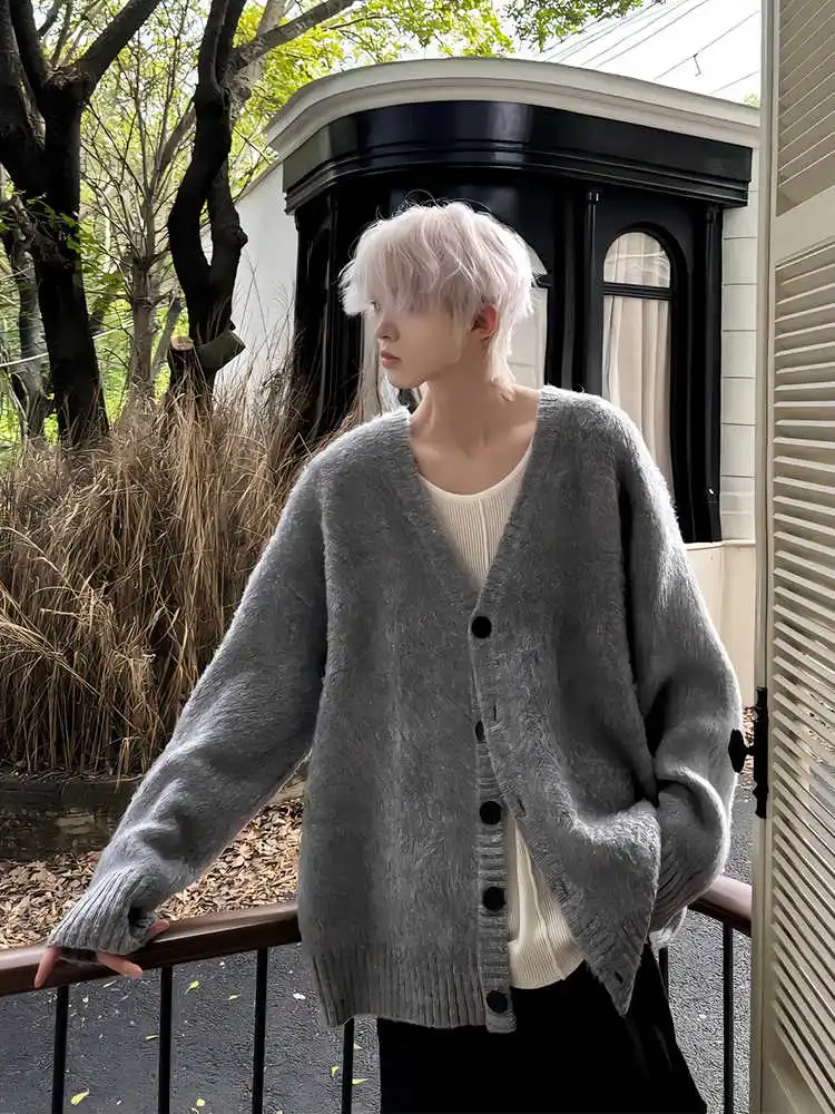 

Cleanfit Men's Open Cardigan Sweater Loose Lazy High-End Knitted Jaet Korean Sle Casual Comfortable Soft V-Ne Long Sve