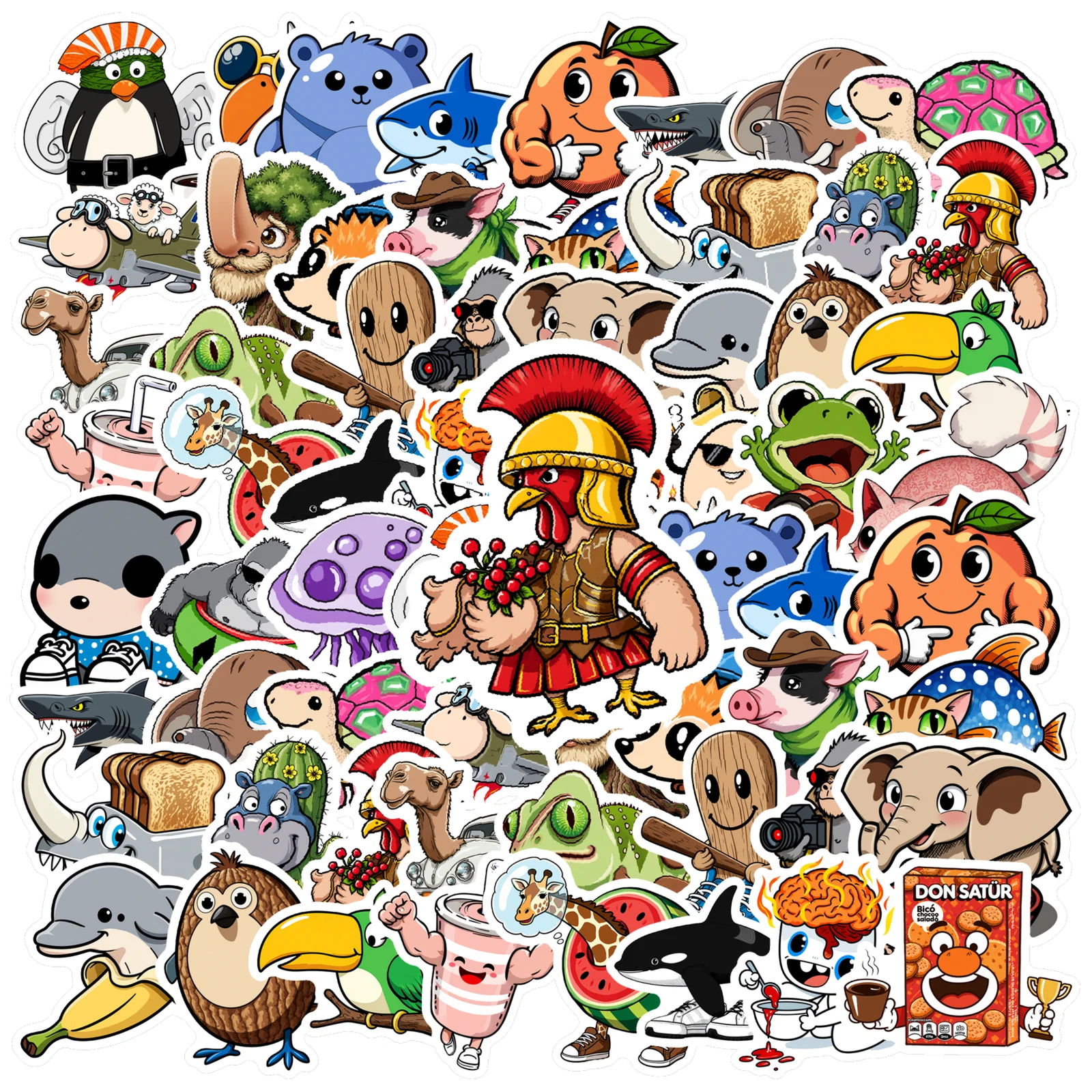 

35 шт. игривых наклеек с мультяшными персонажами и животными для гитары, скейтборда, ноутбука, DIY