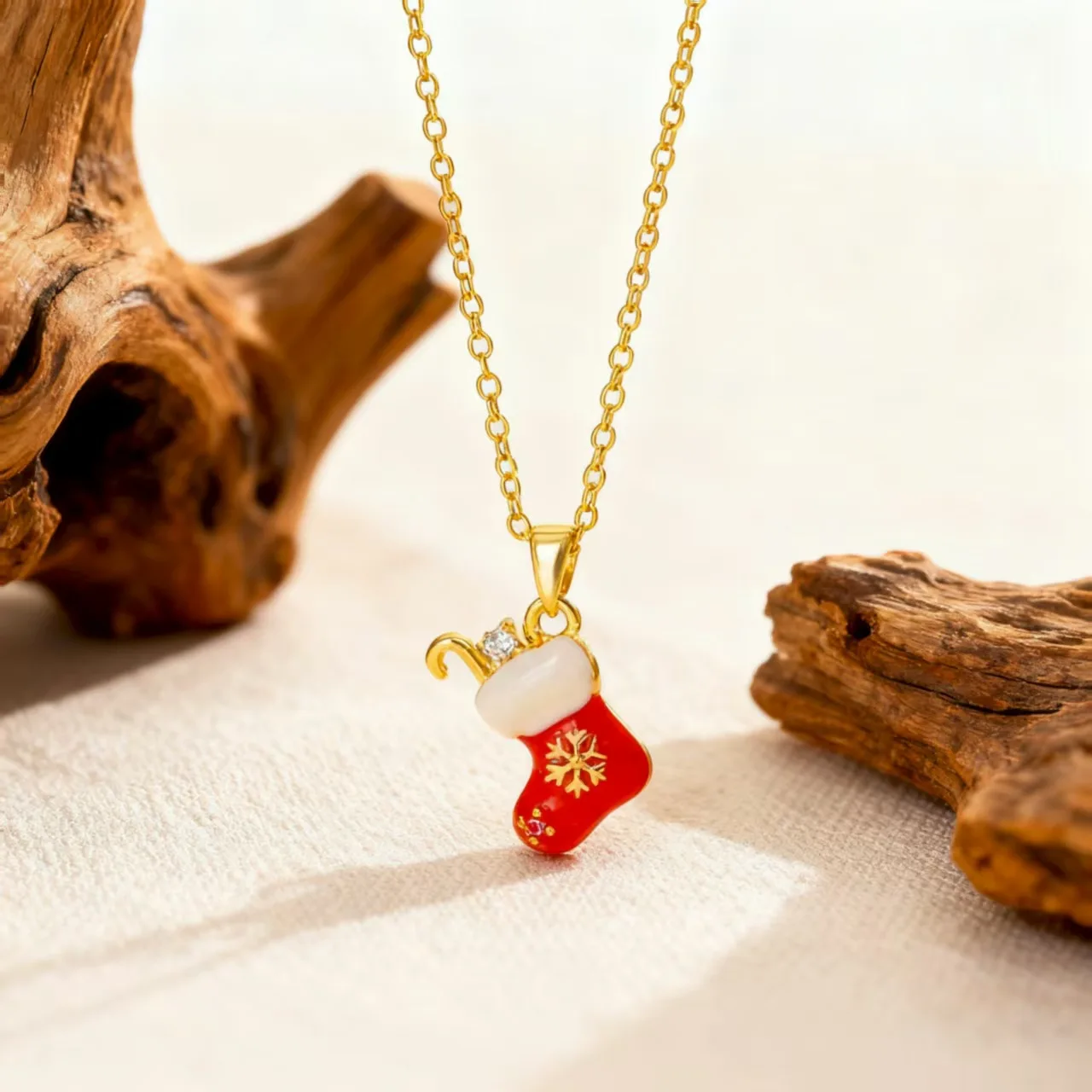 MHS.SUN قبعة شجرة عيد الميلاد سانتا كلوز قلادة القلائد موضة الفولاذ المقاوم للصدأ مطلية بالذهب مجوهرات الحفلات للنساء فتاة #5