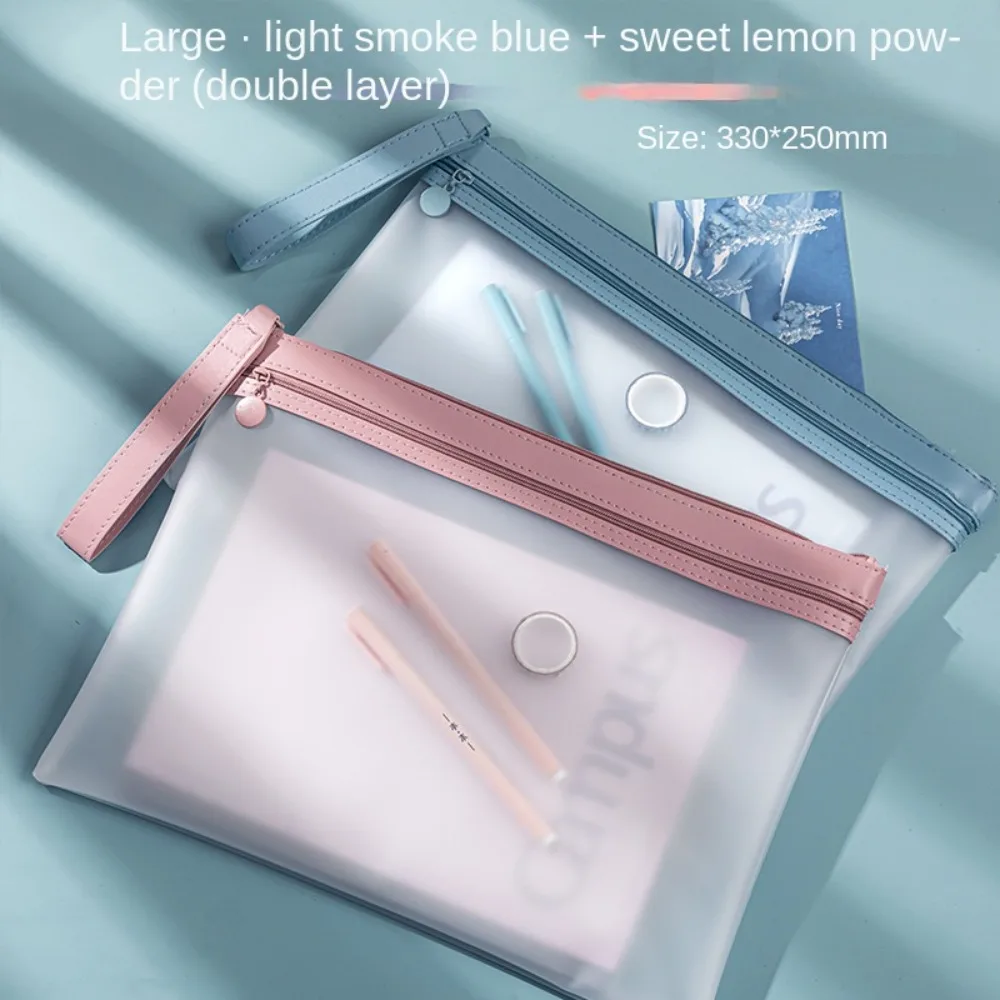 Transparent A4 File Bag Soft Zipper Envelope File Organizer Document Protector Data Storage Test Paper Organizer Students