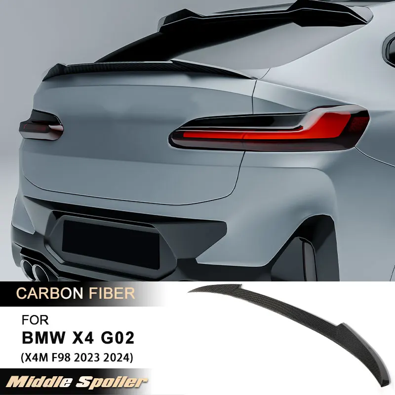 

Car Rear Trunk Middle Spoiler Wings for BMW X4 G02 X4M F98 2023 2024 Rear Spoiler Middle Wing Lip Body Kit Full Carbon Fiber