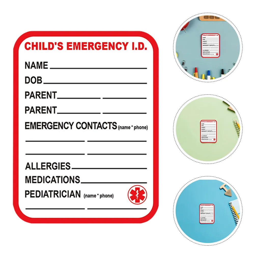 

15Pcs Id Labels Child Safety Bright Red Waterproof Emergency Stickers Accurate Information Adhesive