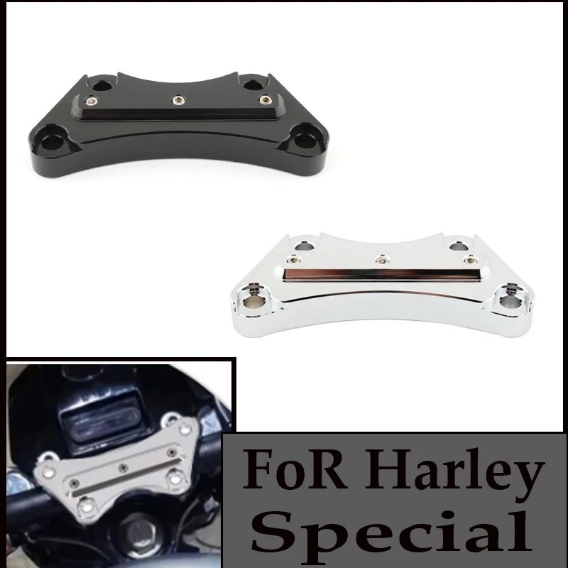 

Motorcycle Chrome CNC 1" Handlebar Handle Bar Riser Top Clamp Cover For Harley Touring Electra Street Glide FLHX Road King