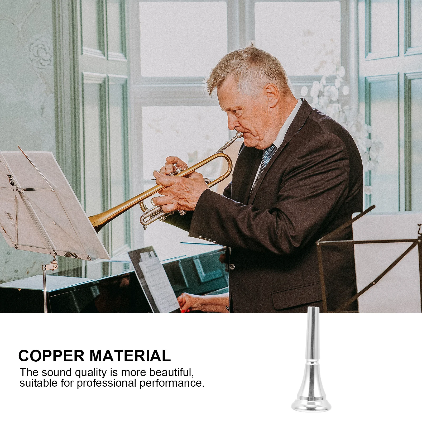 

1Pcs Affordable French Horn Mouthpiece Silver Plated Durable Smooth Easy Clean Suitable Students Professionals Bright Color Long