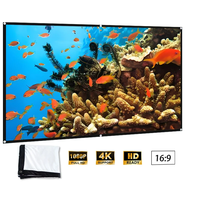 

Хит продаж 72-дюймовый проекционный экран высокой четкости 16:9. Подходит для проекции в домашних кинотеатрах, офисах и т. д.