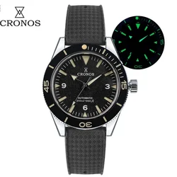 Cronos Watches For Men's 300 Diver Sandwich Dial Man Watch NH35 Movement Automatic 20Bar Waterproof  Rotating Bezel Rubber Band