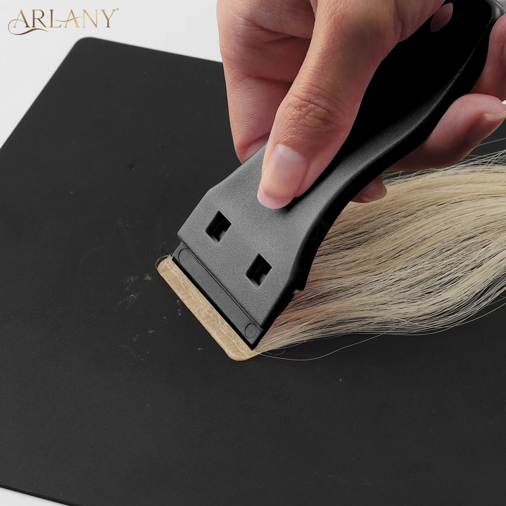 ARLANY 2Pcs Plastic Scraper Tool with 20pcs Double Edged Plastic Blades Hair Extension Tool Salon Label Removal Scraper Tools