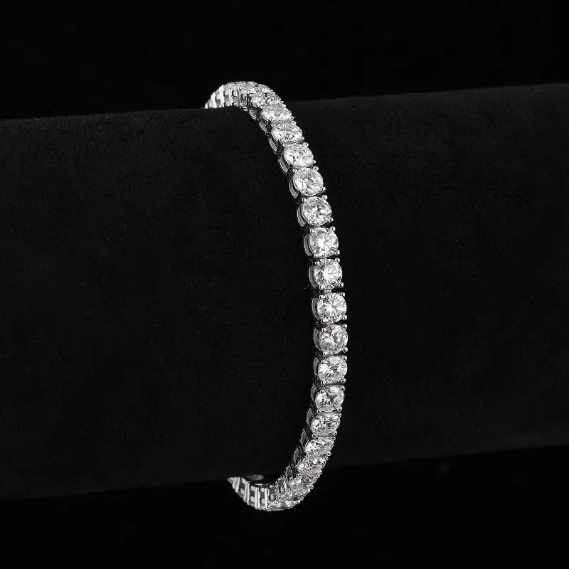 

Silver inlaid 30-point moissanite bracelet, high-end light luxury jewelry, simple tennis chain for women