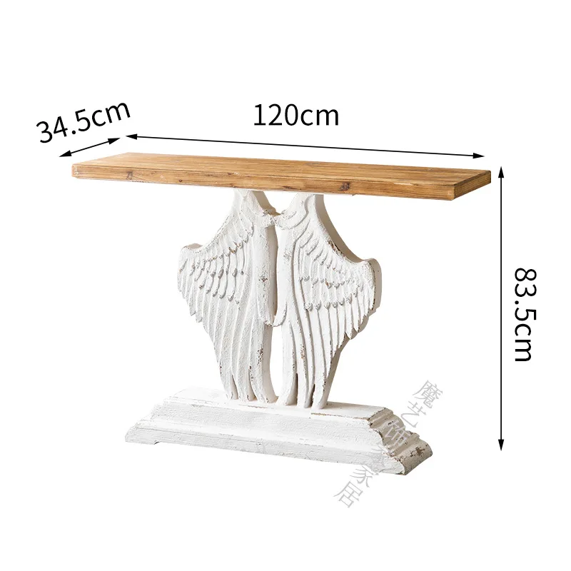 

American retro strip case corridor narrow side table carved wings modeling Xuanguantai homestay decoration soft decoration