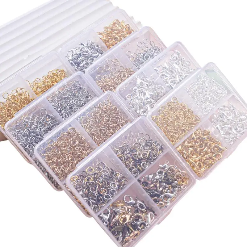 500 Stück/Box Schmuckherstellungsset, Karabinerverschlüsse & Biegeringe mit Box für DIY-Ketten, Halsketten, Armbänder, Fußkettchen, Zubehör, Verbindungsstücke – Detail 11