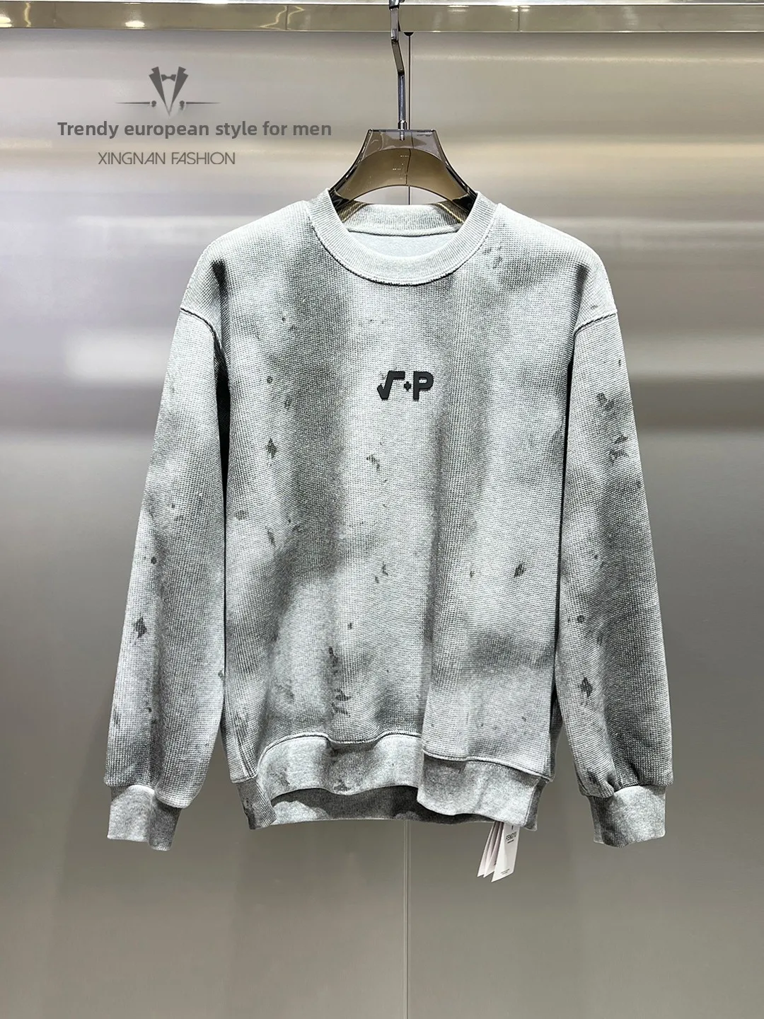 

Trendy Men's Oversized round Ne Warm Sweatirt Winter Dyed Print American Sle Fce Lined Thi Base irt Casual Youth...