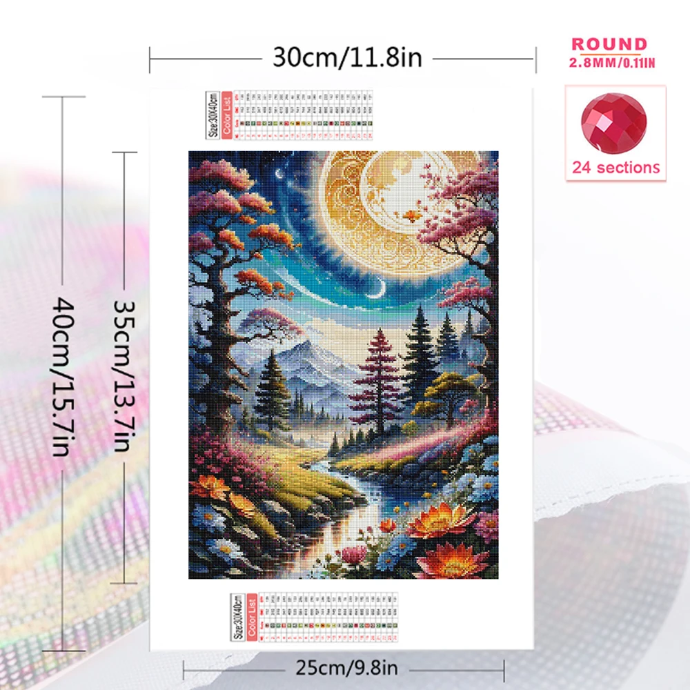 Evershine نهر الماس التطريز المشهد فسيفساء DIY الاكريليك الحرفية لوازم القمر الماس اللوحة ديكور الجبل للمنزل