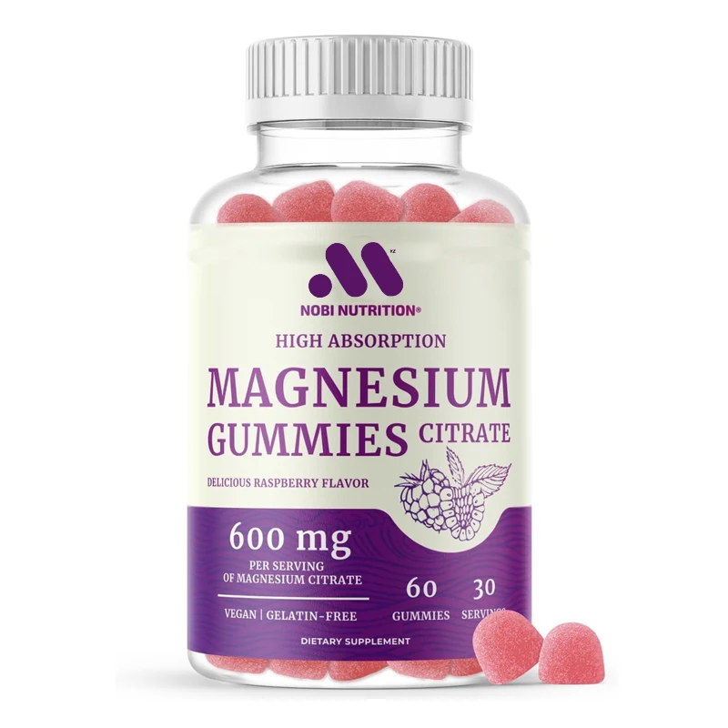 60 Raspberry Flavored Soft Candies with Magnesium CitrateUsed for calming, relaxing,and digesting vegan,non genetically modified