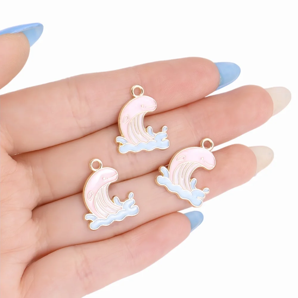 10Pcs Mix Cute Enamel Marine Life Shell Dolphin DIY Charms Pendant for Jewelry Making Earrings Bracelet Accessories Wholesale