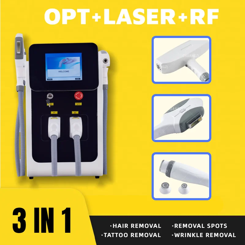 

OPT 3 in 1 IPL RF Nd Yag Laser Machine 532nm 755nm Laser Hair Machine 1064nm 1320nm Tatoo Removal Machine OPT Laser IPL Laser