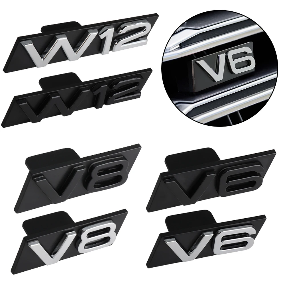 

3D ABS W12 V6 V8 Badge Car Styling Hood Front Grille Emblem For Audi S3 S4 S5 S6 S7 S8 RS3 RS4 RS5 RS6 RS7 RS8 SQ3 SQ5 SQ7 SQ8