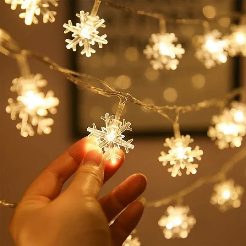 

Snowflake Fairy String Lights Battery Power Wedding Room Decoration Outdoor Garden Winter Party Christmas Garland Lamp