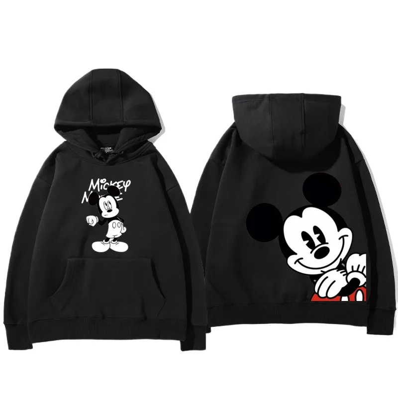 2024 Spring and Autumn Mickey Minnie Disney hoodie for male and female couples, parent-child cartoon print loose hooded clothes