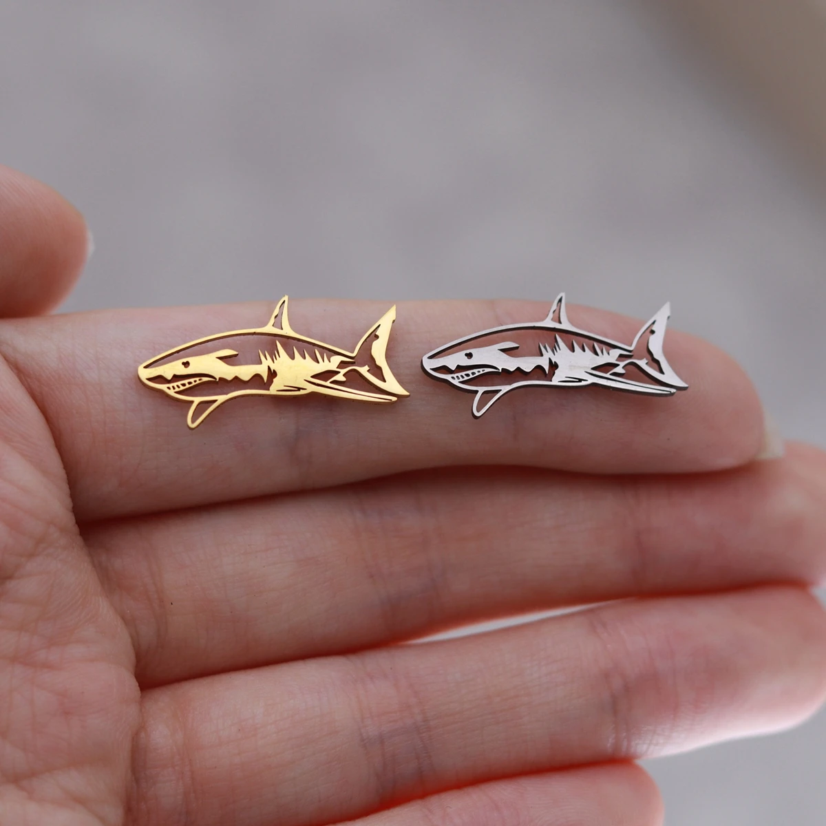 3pcs Ocean Animal Stainless Steel Charms Shark Fish Pendant Jewelry Making Necklace Earrings DIY Accessories