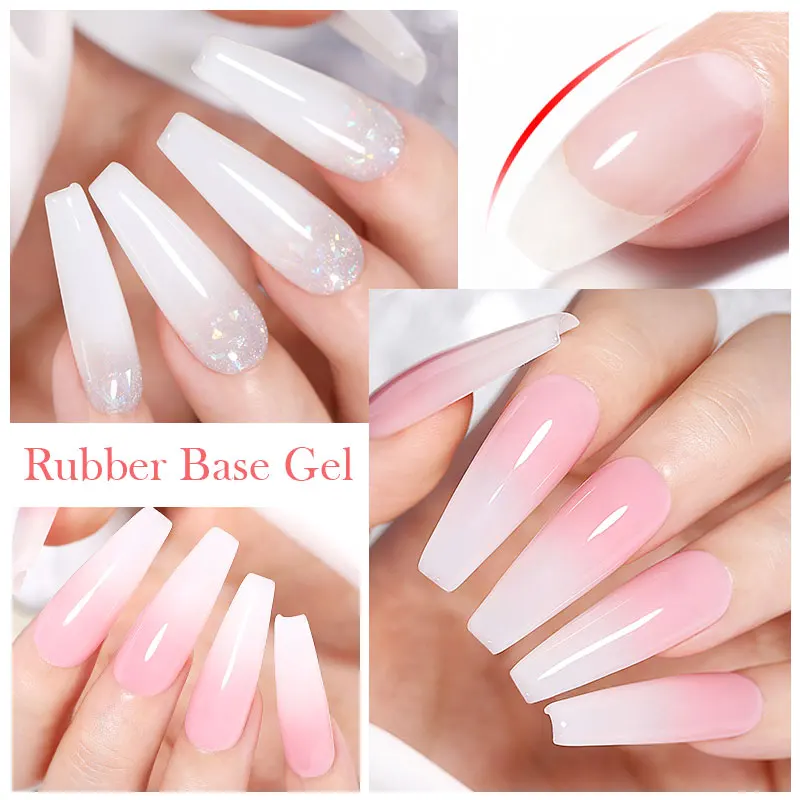 BORN PRETTY Milky Pink Rubber Base Gel Nail Polish Glitter 15ml Semi-Permanent Varnish Soak Off Self Leveling UV LED Gel