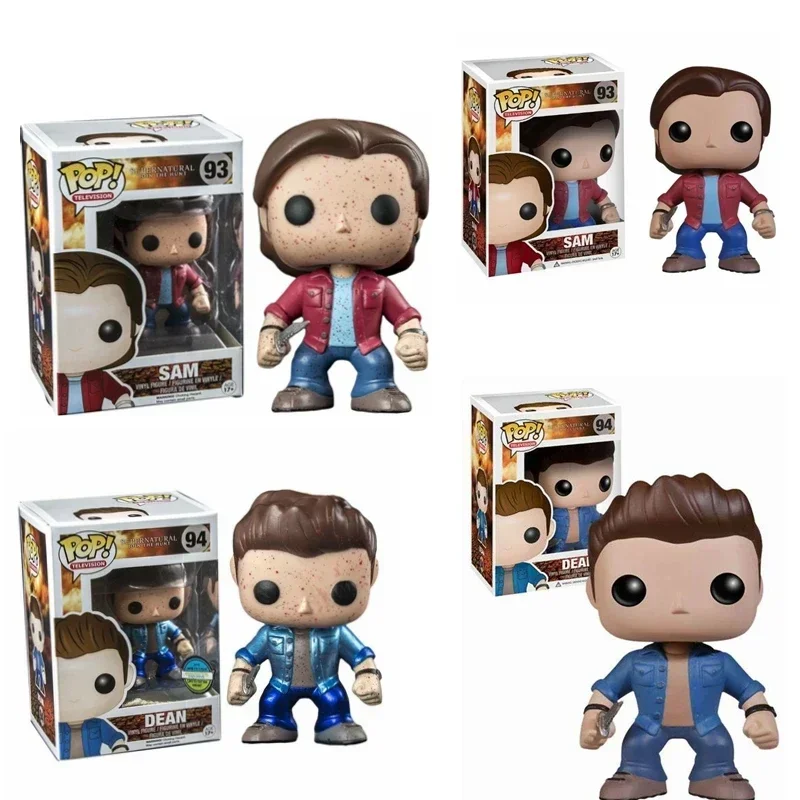 Funko POP Sobrenatural unirse a la caza Sam 93 #   Dean 94 con Sangre Castiel 95 #   Crowley 200 #   Figura de vinilo colección de juguetes muñecas regalo