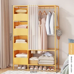 Armoire de Rangement Portable Pliable pour Vêtements, Non Tissé, Anti-Poussière, Assemblage Simple en Acier, Meubles Polyvalents