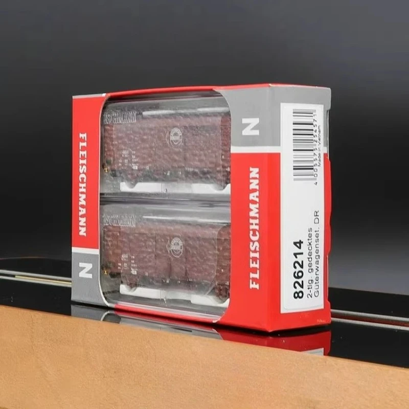 รถไฟของเล่น FLEISCHMANN N Type 1/160 รุ่น 826214 รถพ่วงบรรทุกสินค้าแบบสองส่วน ประตูเปิดได้ ของเล่นเด็กผู้ชาย ของขวัญ