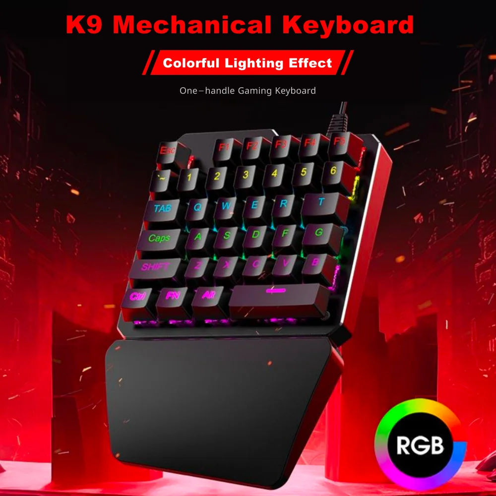 Imagem -01 - Teclado para Jogos k9 com Uma Mão Compatível com Adaptador Aimzenix Converter K&m Ax200 Striker Pro Monster Blaedr teclado para jogos k9 com uma mao compativel com adaptador aimzenix converter km ax200 striker pro monster blaedr 01