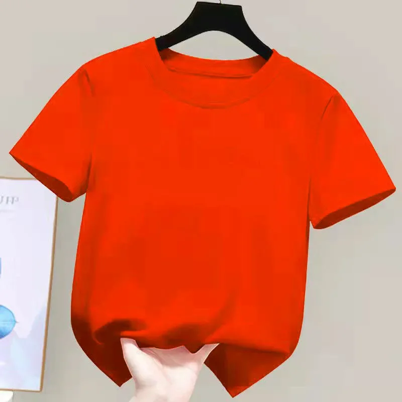 100% Cotton 180Gsm Children's T-Shirt Boys Girls Summer Short-Sleeved Cute Style White Solid Color Top for Kids