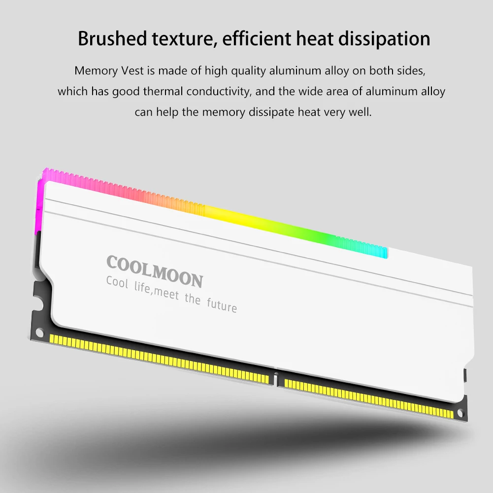 COOLMOON 5V-3PIN ARGB RAM Heatsink DDR5 DDR4 Memory Cooling Vest Memory Heat Sink with Thermal Silicone Pad for PC Memory