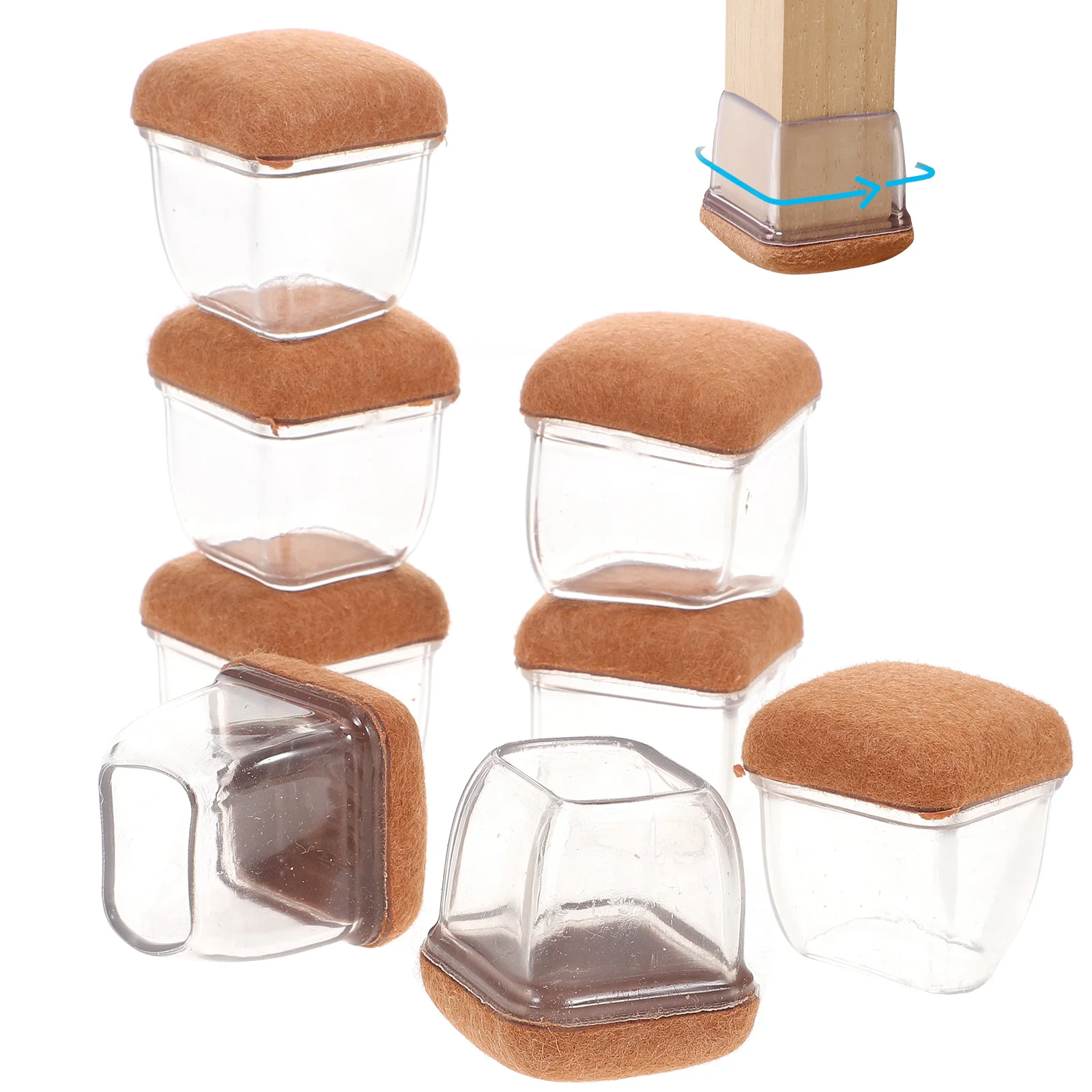 

8Pcs Table Leg Protectors Anti-Slip Chair Foot Cover Mats for Hardwood Floors Furniture Feet Protector Pads Easy Install No Tape