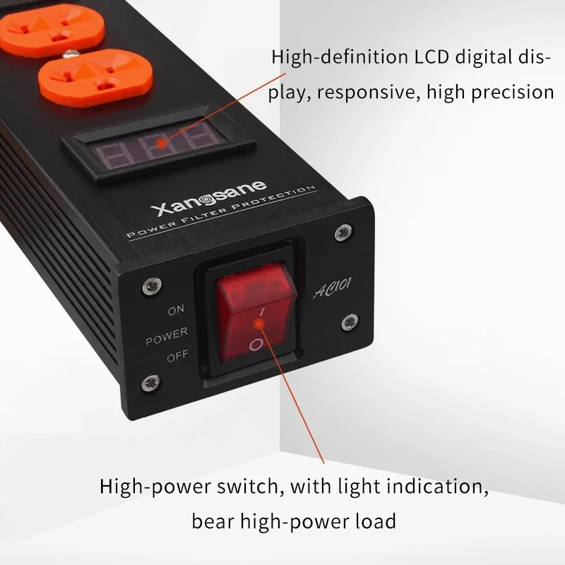 Hi-end HiFi Audio Power Filter Blitzschutz Aluminium Legierung US Stecker + Universal AC Steckdose Purifier Outlet