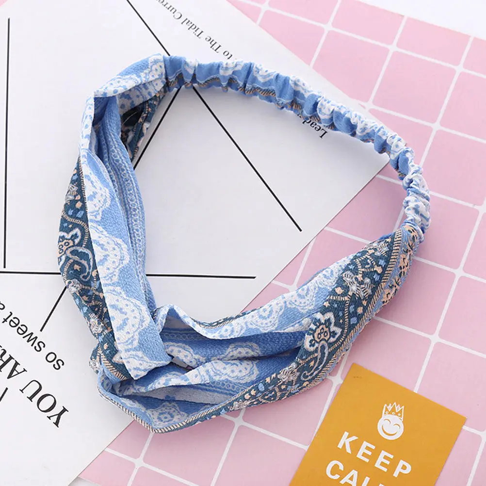 6Pcs Chic Cross Pattern Women Headband Soft Stretchy Hair Band for Face Washing Styling Daily Use Birthday Party Hair