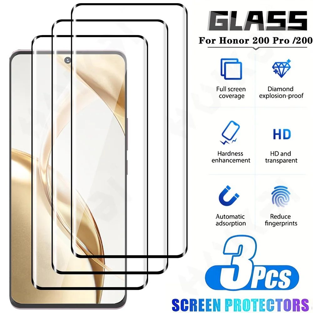 1-3 Pcs Tempered Glass For Huawei Honor 200 100  Pro Lite X9A X9B Magic 6 Pro Lite Curved Full Screen Protector Cover