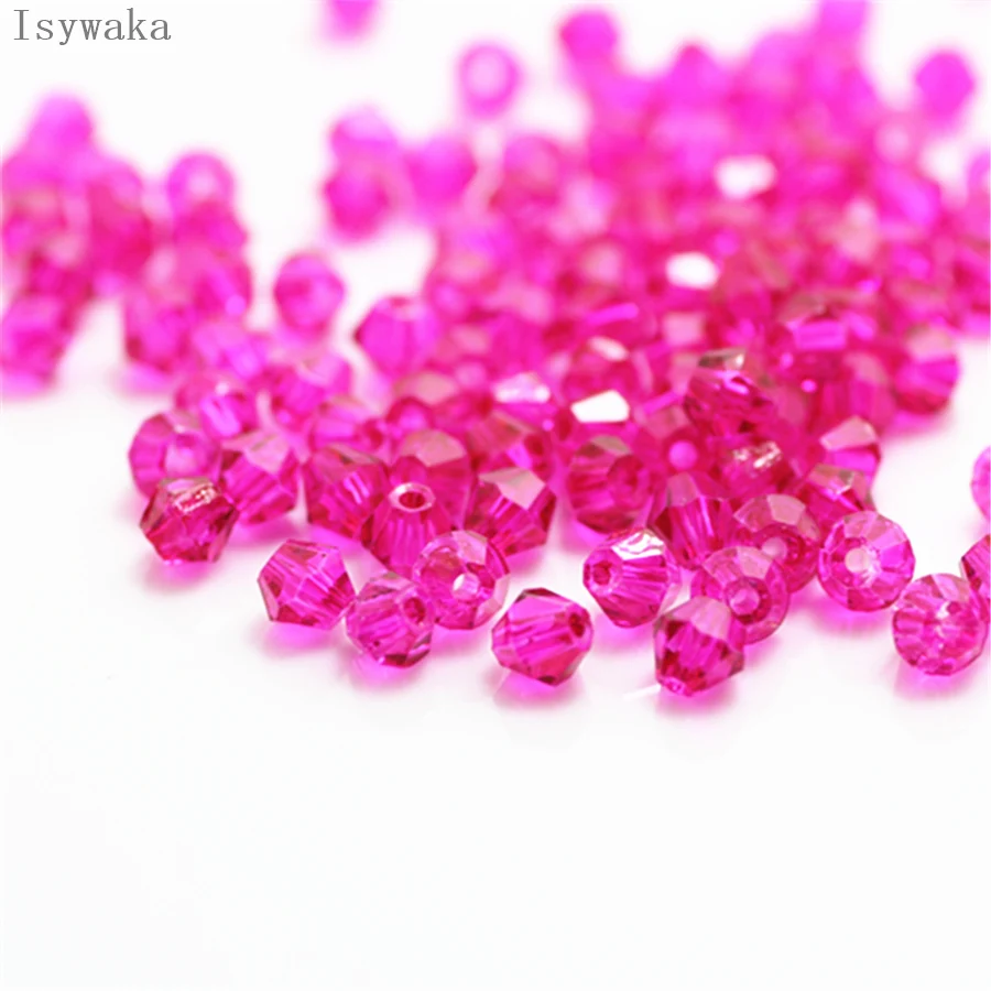 Isywaka Sale Deep Pink Color 100pcs 3mm Bicone Austria Crystal Beads Glass Beads Loose Spacer Bead for DIY Jewelry Making