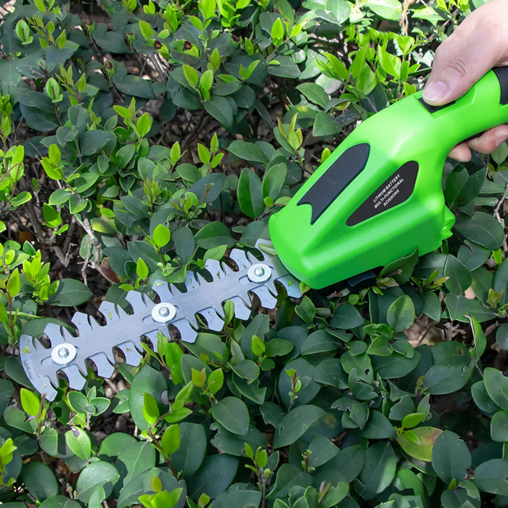 2 in 1 Cordless Electric Hedge Trimmer Rechargeable Electric Grass Trimmer Weeding Pruning Saw Shrub Shear Garden Pruning Shears