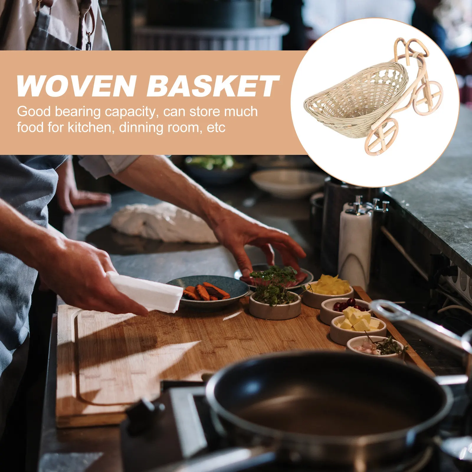 

1 шт. бамбуковая плетеная корзина в форме трехколесного велосипеда для подачи еды, хранения фруктов, овощей, хлеба, органайзер, декор для дома