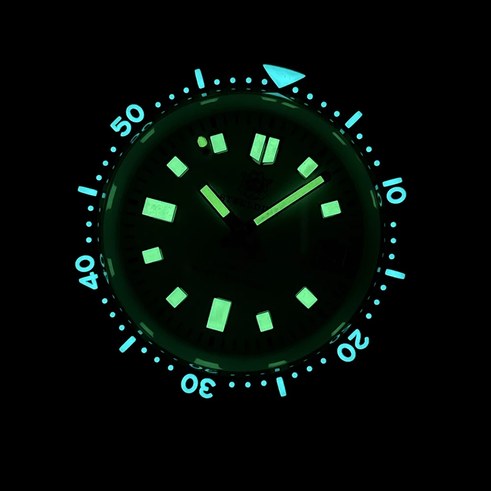 Imagem -03 - Steeldive c3 Relógio Mostrador Luminoso para Homens Mergulho Automático Mecânica Moldura de Cerâmica Seiko Verde Rosa Nh35 44 mm Sd1970b