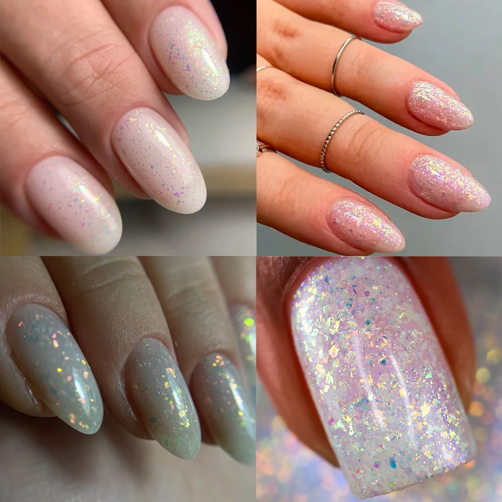 كوديس هلام أوبال المطاط قاعدة هلام طلاء الأظافر UV أورورا البريق بريق قزحي الألوان هيكل هلام الورنيش مانيكير مسمار الفن ورنيش