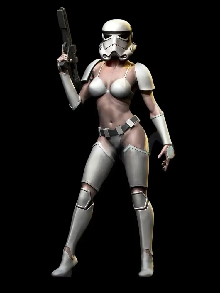 1/24 7.5cm  Resin Model Kits Space Sexy Female Warrior Soldier Figurine Unpainted Painted 037