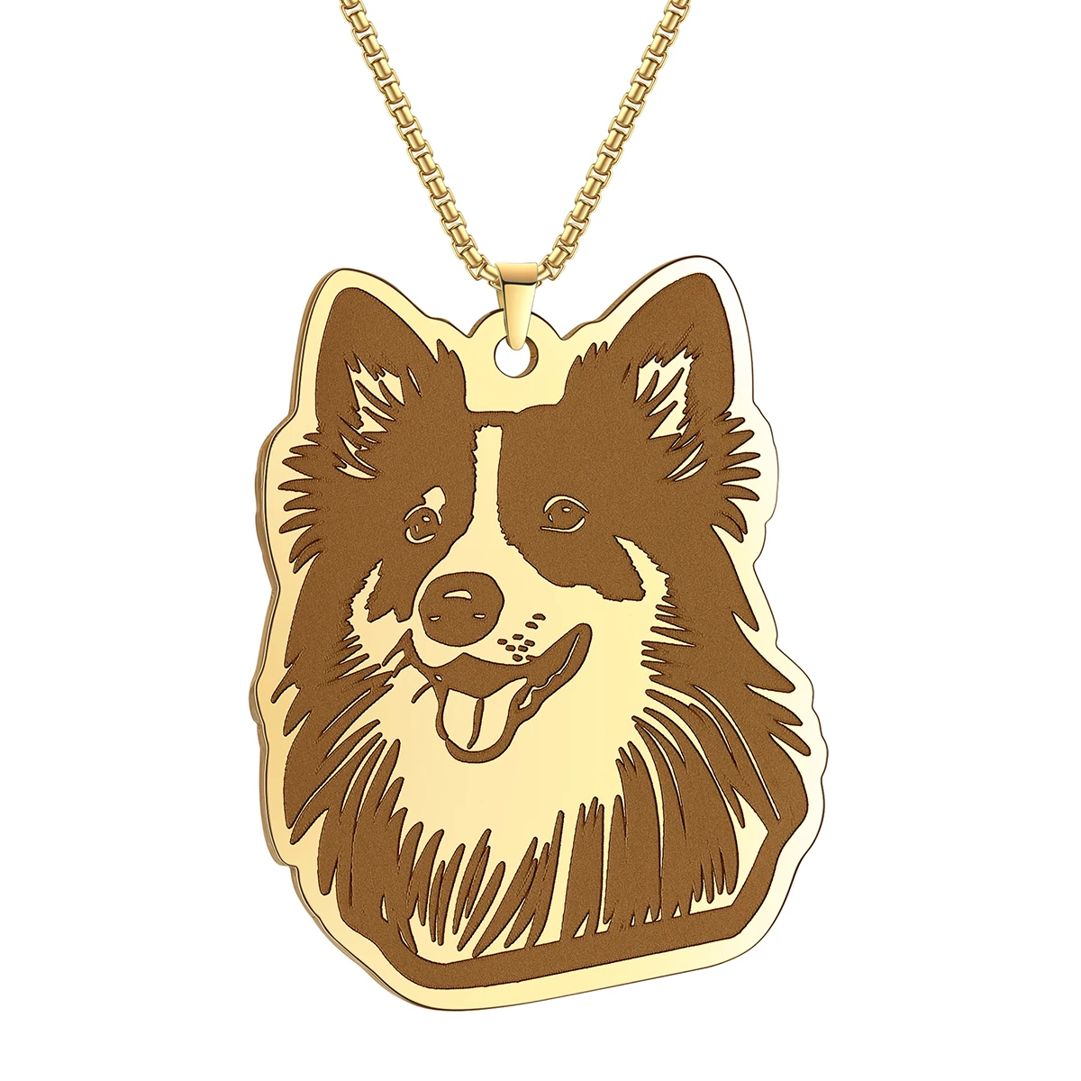 High Polishing Stainless Steel Animal Pet Cute Dog Pendant Clavicle Shetland Sheepdog Pendant Necklace