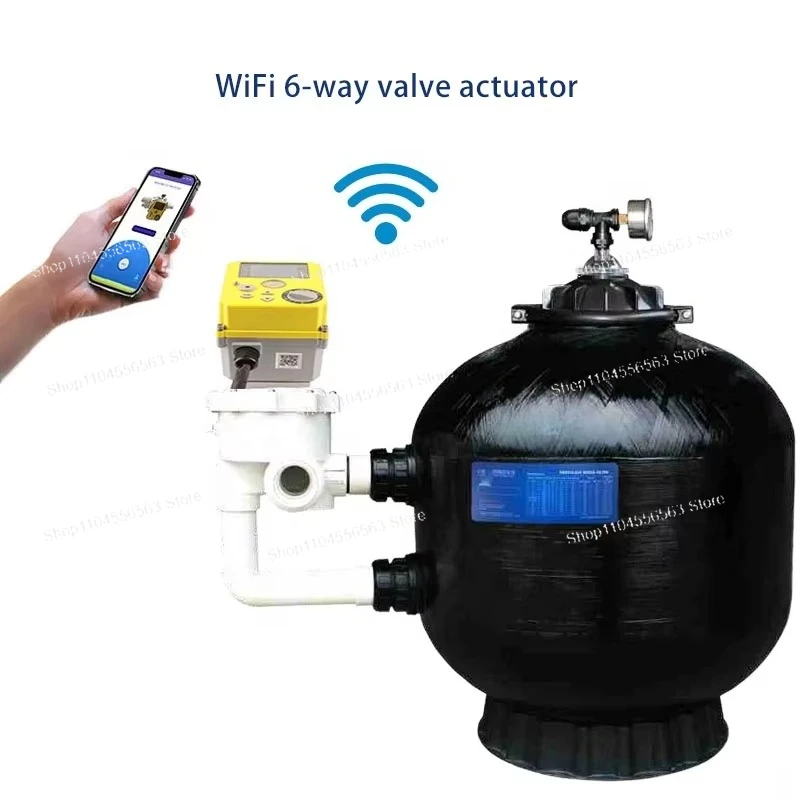 WIFI Enabled 6-Port Valve Actuator for Multi-Position Pool Systems, Compatible with Major Brand Valves