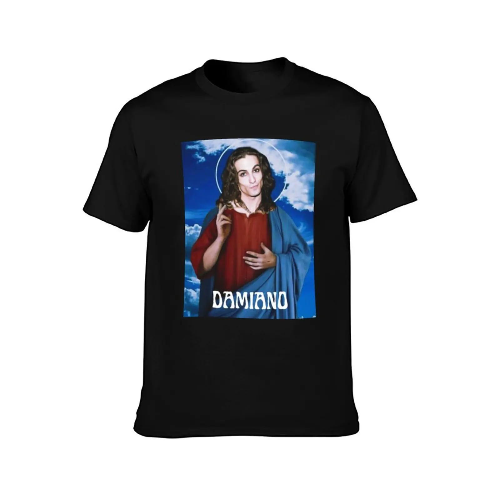 Damiano David Eurovision god T-Shirt customizeds blue archive workout shirts for men