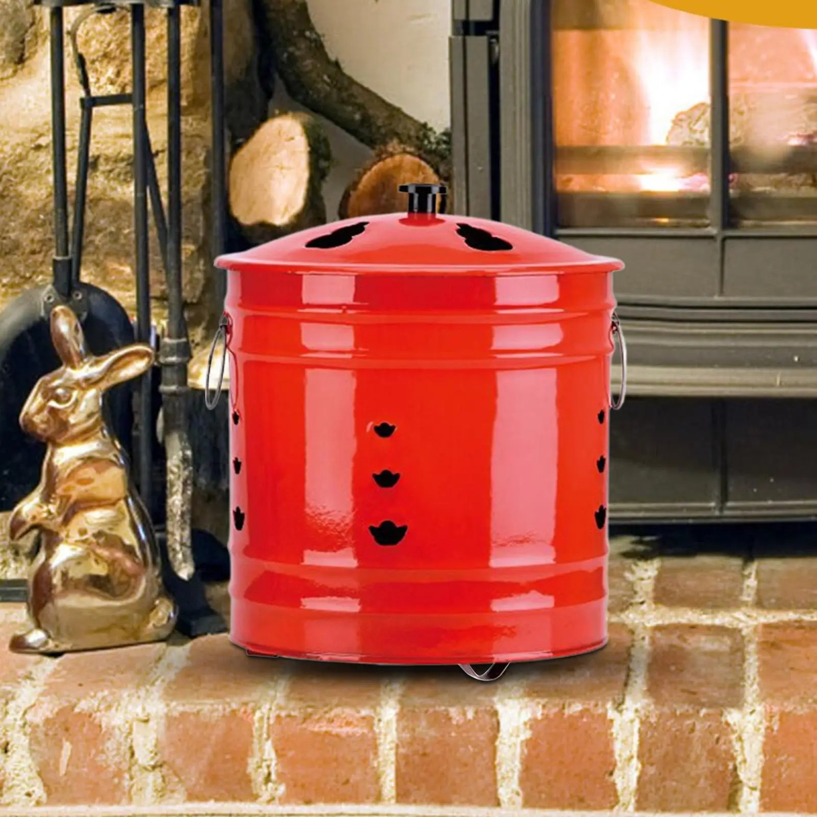 Fire Pit with Lid Spark Proof Burn Barrel for Outdoor Garden Beach Camping Backyard Deck Rustic Fire Bowl Heat resistant Bucket