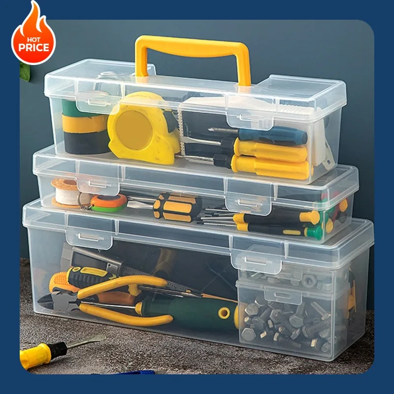 Plastic Organizer Box Transparent Portable Tool Box Multipurpose Electrician Drill Tool Storage Box Hardware Tool Case