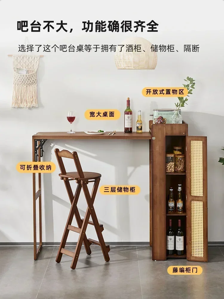 Bar Table Dining Table Household Small Apartment Retractable Kitchen Island Living Room Partition Bar Cabinet Desk Chair