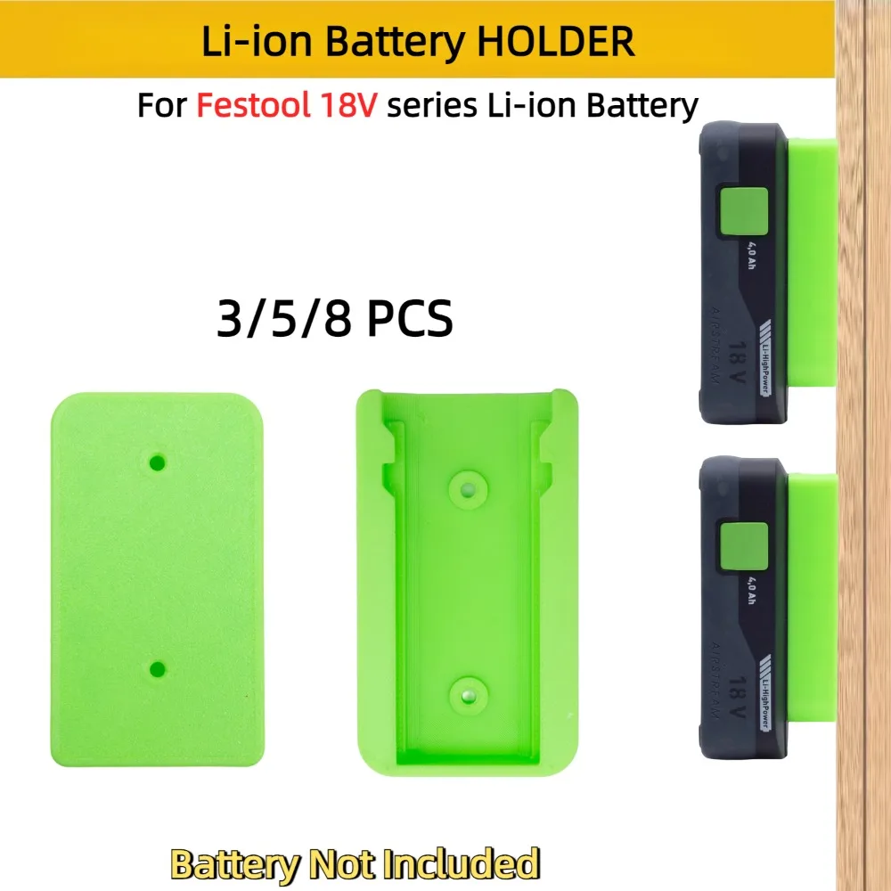 3/5/8pcs Li-ion Battery Organizer Wall Mounted Rack for Festool 18V Lithium Ion Storage Rack Holder(Battery Not Included)