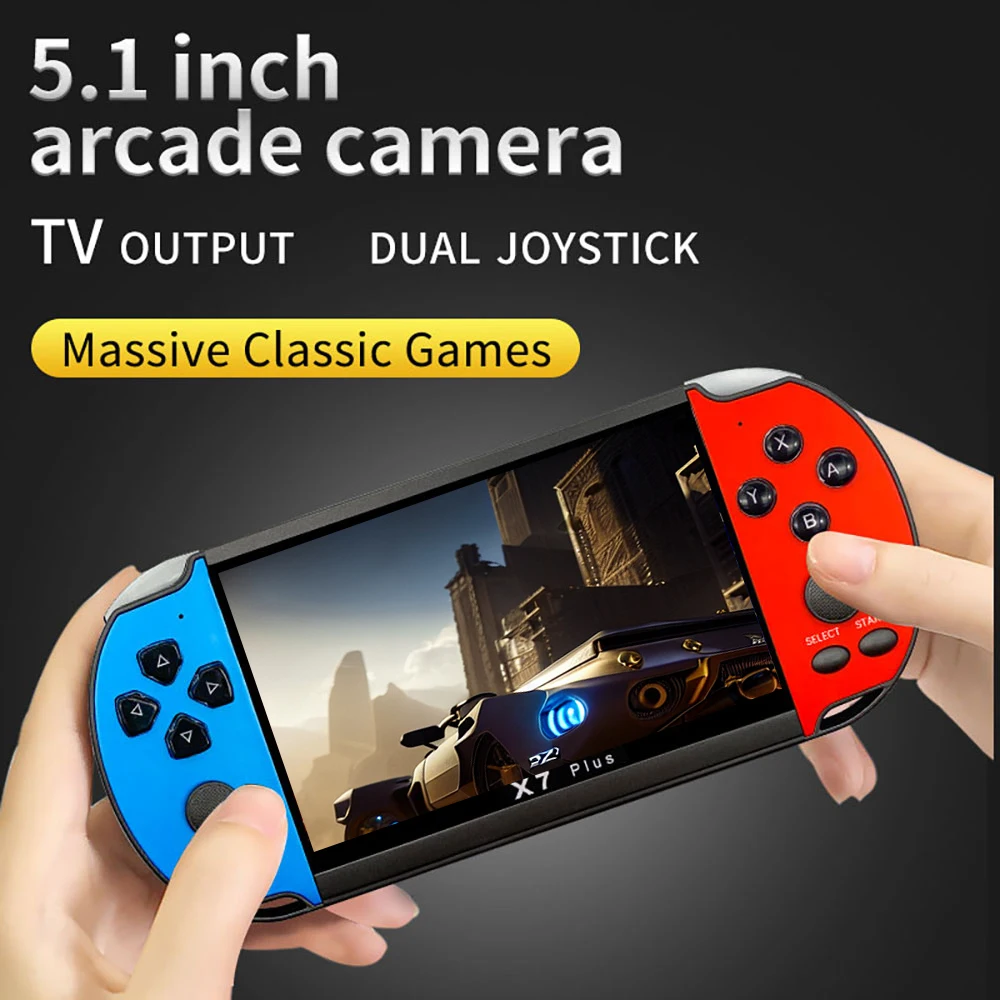 Coopreme X7 Plus Game Handheld Game Console Built-in Classic Games Portable Mini Video Player 5.1inch IPS Screen